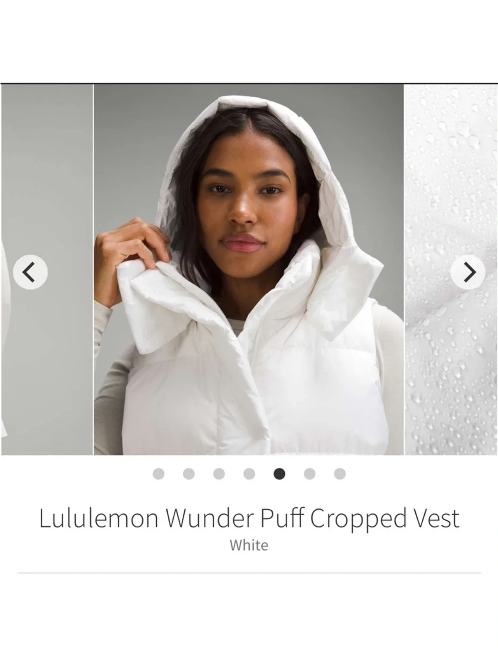 LULULEMON WUNDER PUFF CROPPED VEST White SZ 2
